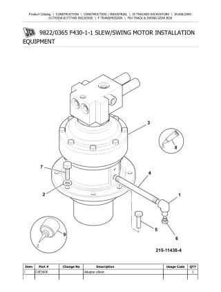 JCB JS160LCHRC TRACKED EXCAVATOR Parts Catalogue Manual (Serial Number 01776500-01777499)