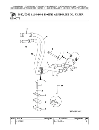 JCB JS160NLC T4 TRACKED EXCAVATOR Parts Catalogue Manual (Serial Number 02134852-02135052)