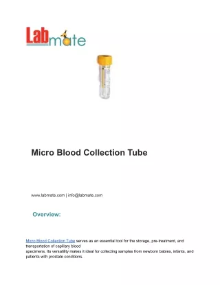 Micro Blood Collection Tube