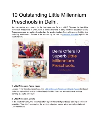10 Outstanding Little Millennium Preschools in Delhi