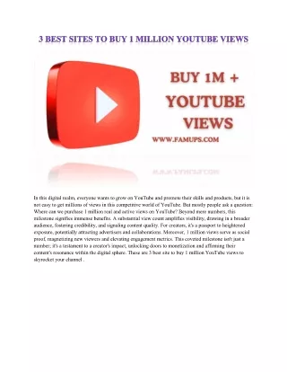 3 best site to buy 1m Youtube views