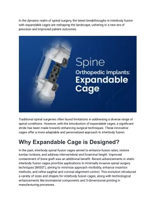 Advancement in Interbody Fusion with Expandable Cage