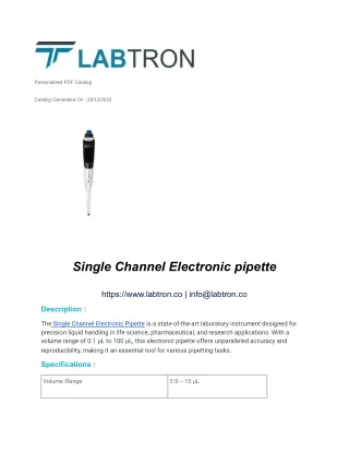 Single Channel Electronic pipette