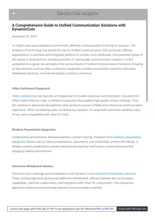 A Comprehensive Guide to Unified Communication Solutions with DynamicCom
