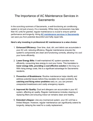 Why Hire AC Maintenance Services?