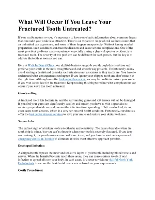 What Will Occur If You Leave Your Fractured Tooth Untreated