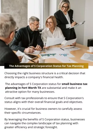 The Advantages of S Corporation Status for Tax Planning