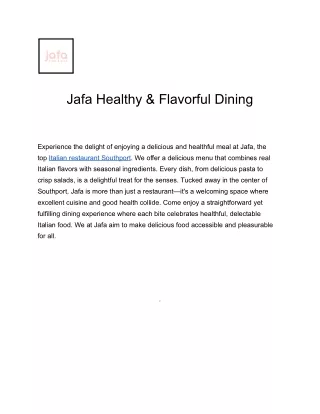Jafa Healthy & Flavorful Dining