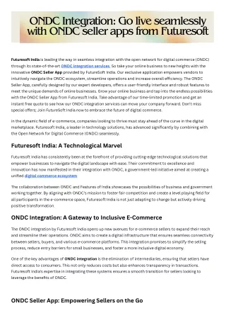 ONDC Integration: Go live seamlessly with ONDC seller apps from Futuresoft