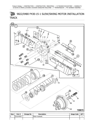 JCB JS200NLC T2 DIESELMAX TRACKED EXCAVATOR Parts Catalogue Manual (Serial Number 01782453-01786451)