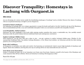 Discover Tranquility - Homestays in Lachung with Ourguest.in