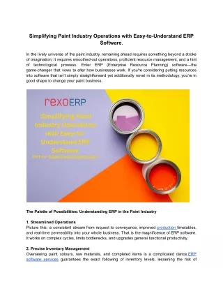 Simplifying Paint Industry Operations with Easy-to-Understand ERP