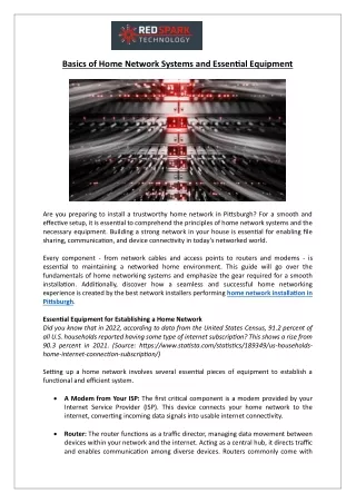 Basics of Home Network Systems and Essential Equipment