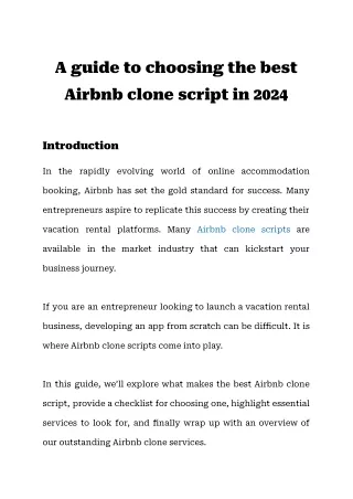 A guide to choosing the best Airbnb clone script in 2024