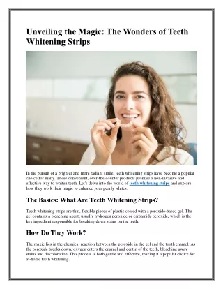 Unveiling the Magic: The Wonders of Teeth Whitening Strips