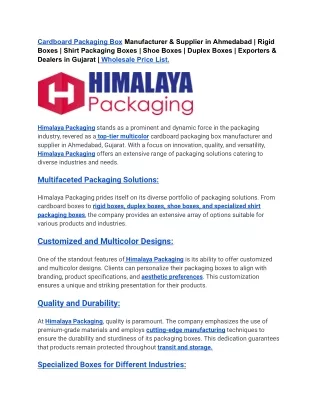 Cardboard Packaging Box Manufacturer & Supplier in Ahmedabad | Rigid Boxes | Shi