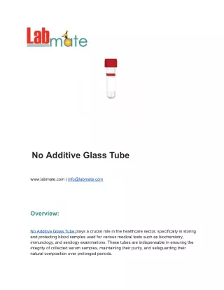 No Additive Glass Tube