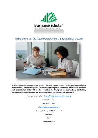 Vorbereitung auf die Steuerberaterprüfung | Buchungsschatz.com