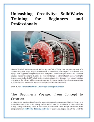 Unleashing Creativity SolidWorks Training for Beginners and Professionals