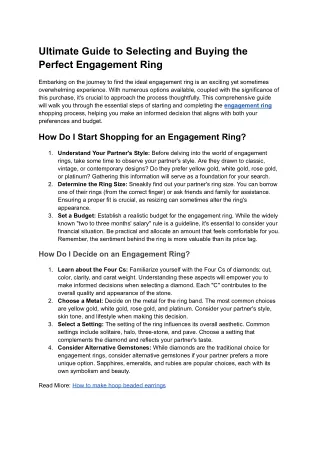 Ultimate Guide to Selecting and Buying the Perfect Engagement Ring