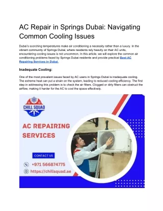 AC Repair in Springs Dubai_ Navigating Common Cooling Issues