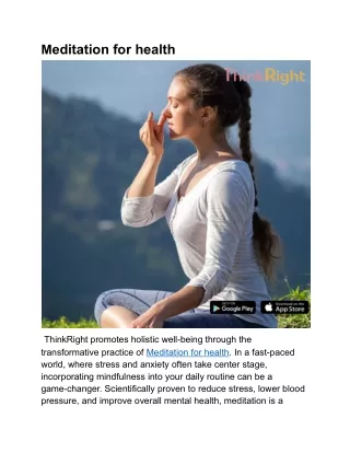 Meditation for health  | ThinkRight