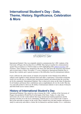 International Student’s Day : Date, Theme, History, Significance, Celebration