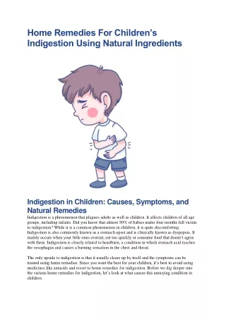 Home Remedies For Children’s Indigestion Using Natural Ingredients