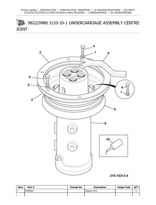 JCB JS210NCT4 ecoMax TRACKED EXCAVATOR Parts Catalogue Manual (Serial Number 02137856-02140356)