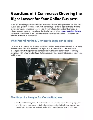 Guardians of E-Commerce Choosing the Right Lawyer for Your Online Business