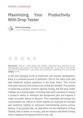 Maximizing Your Productivity With Drop Tester