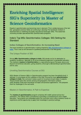 Boost your understanding of spatial intelligence with SIG in our Geoinformatics