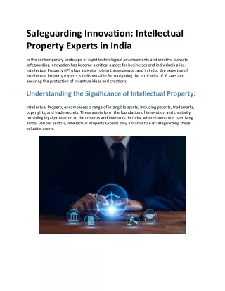 Safeguarding Innovation: Intellectual Property Experts in India