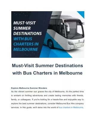 Melbourne Bus Hire's Summer Bliss: Your Ticket to Scenic Escapes