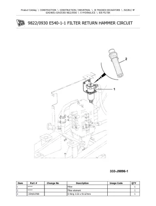 JCB JS220LC 4F TRACKED EXCAVATOR Parts Catalogue Manual (Serial Number 02424851-02425350)