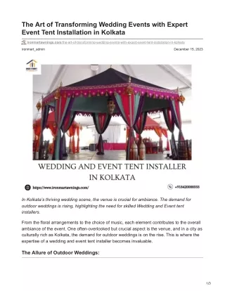 The Art of Transforming Wedding Events with Expert Event Tent Installation in Ko