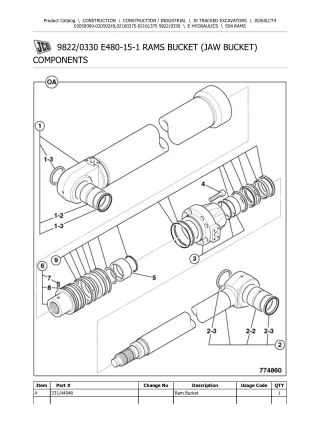 JCB JS260LC T4 TRACKED EXCAVATOR Parts Catalogue Manual (Serial Number 02050000-02050249)