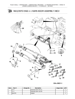 JCB JS300LC 4I TRACKED EXCAVATOR Parts Catalogue Manual (Serial Number 02409001-02409500)