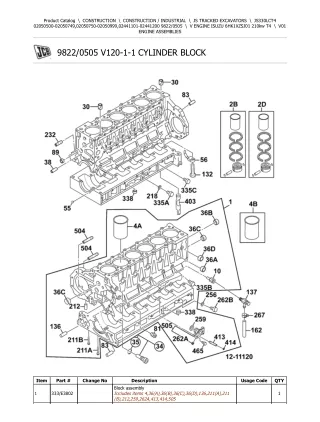 JCB JS330LC T4 TRACKED EXCAVATOR Parts Catalogue Manual (Serial Number 02050750-02050999)