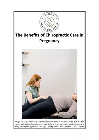 The Benefits of Chiropractic Care in Pregnancy