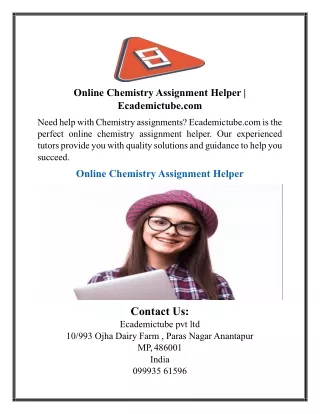 Online Chemistry Assignment Helper | Ecademictube.com