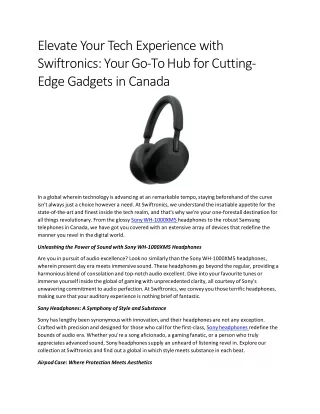 Elevate Your Tech Experience with Swiftronics