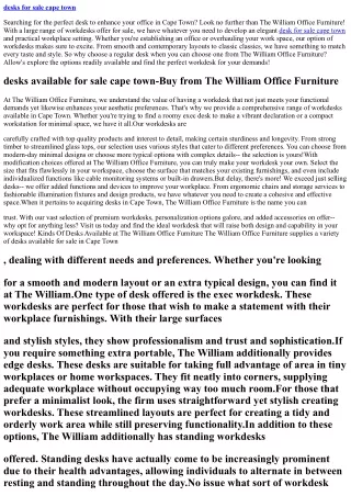 Affordable Office Desks for sale Cape Town-choose The William Office Furniture