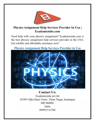 Physics Assignment Help Services Provider In Usa | Ecademictube.com