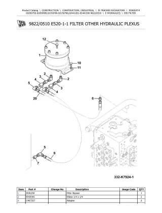 JCB JS360LR T4 TRACKED EXCAVATOR Parts Catalogue Manual (Serial Number 02050750-02050999)