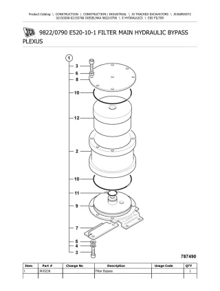 JCB JS360NXD T2 TRACKED EXCAVATOR Parts Catalogue Manual (Serial Number 02150268-02150768)