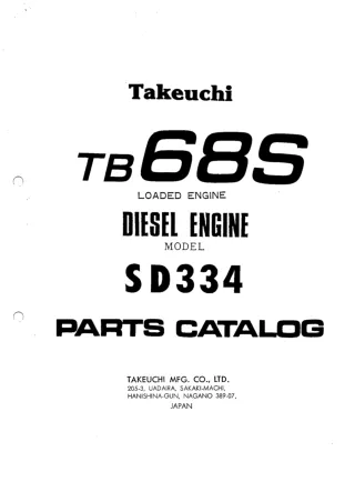 Takeuchi TB68S Diesel Engine (Model SD334) Parts Catalogue Manual