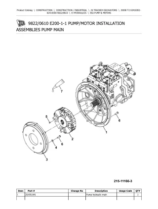 JCB JS500 T2 TRACKED EXCAVATOR Parts Catalogue Manual (Serial Number 02410051-02410300)