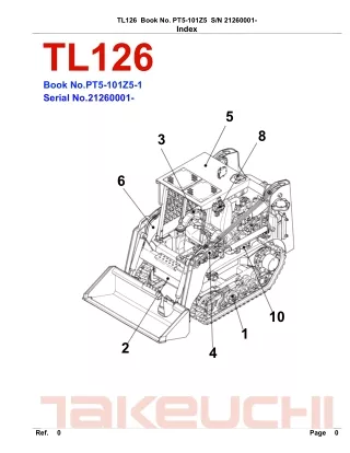 Takeuchi TL126 Crawler Loader Parts Catalogue Manual (SN 21260001 and up)