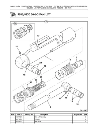 JCB TLT 30D HL Teletruk Parts Catalogue Manual (Serial Number 01176594-01176999)